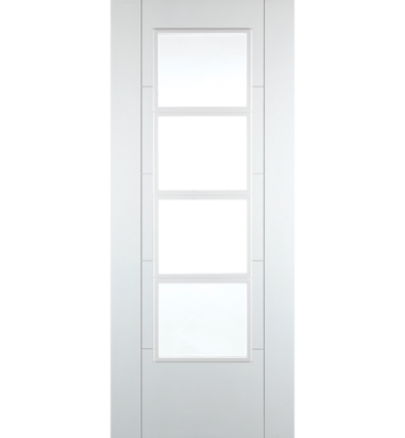 White Primed Clear Glazed Iseo FD30 Fire Door
